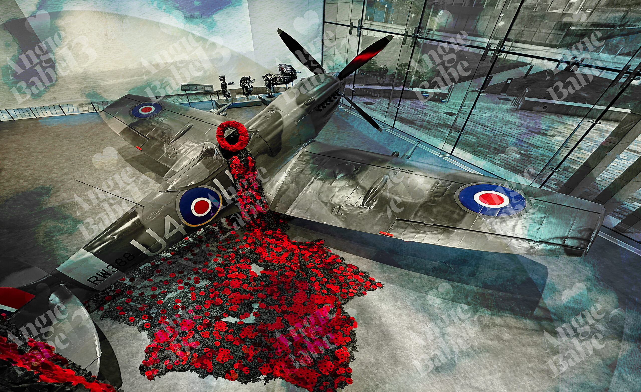 Spitfire Poppies Tea Towel - Image 2
